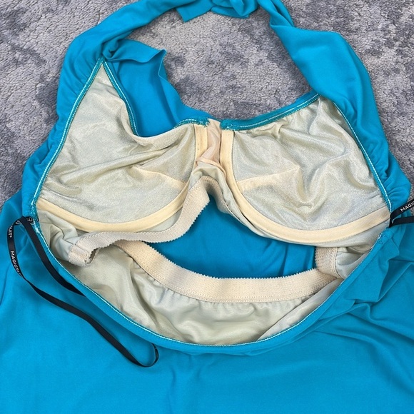 Magicsuit Sophie Tankini Top Swim Pacific Blue Solid Cowl Neck Halter Sz 8 - Picture 10 of 12